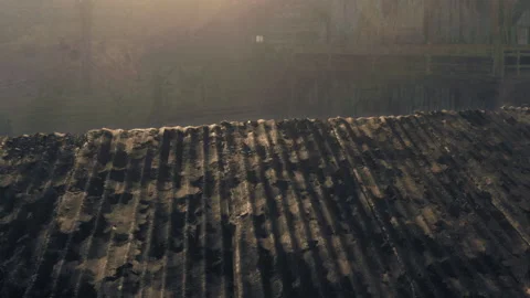 Glistening Shadows Dance on an Old Textured Rooftop at Dawn Video stock 344544835