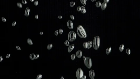 Glistening Water Drops Float Sideways Stock Footage 75835394