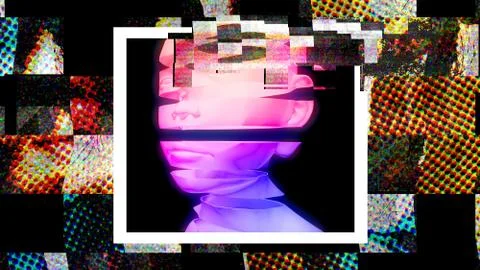 Glitch, 3d head Stock Illustration