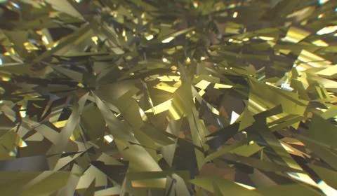 Glitch 3d render, golden modern shattered field texture, random triangles Stock Illustration