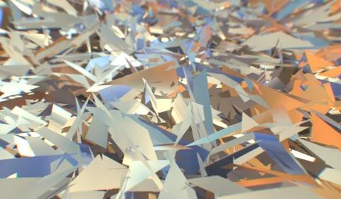 Glitch 3d render, golden modern shattered field texture, random triangles Stockillustratie