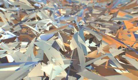 Glitch 3d render, golden modern shattered field texture, random triangles Stock Illustration