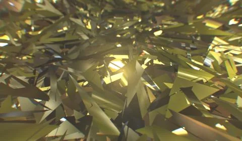 Glitch 3d render, golden modern shattered field texture, random triangles Stock Illustration