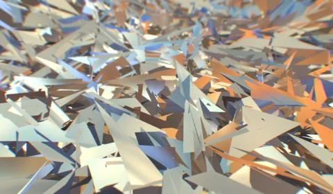 Glitch 3d render, golden modern shattered field texture, random triangles Stock Illustration