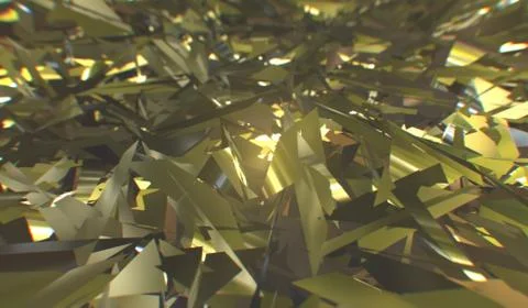 Glitch 3d render, golden modern shattered field texture, random triangles Stock Illustration