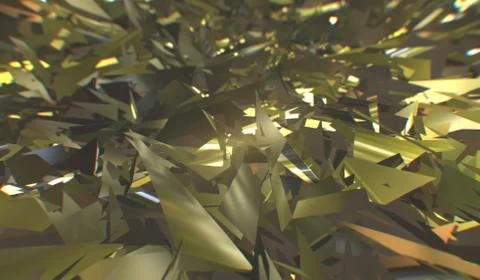Glitch 3d render, golden modern shattered field texture, random triangles Stock Illustration