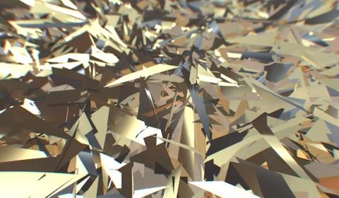 Glitch 3d render, golden modern shattered field texture, random triangles Stockillustratie