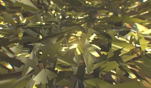 Glitch 3d render, golden modern shattered field texture, random triangles Stock Illustration