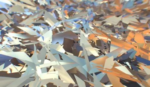 Glitch 3d render, golden modern shattered field texture, random triangles 库存插图