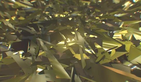 Glitch 3d render, golden modern shattered field texture, random triangles Stock Illustration