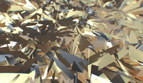 Glitch 3d render, golden modern shattered field texture, random triangles Stockillustratie