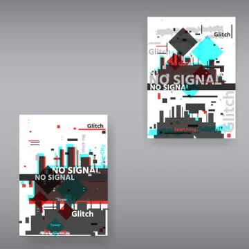 Glitch 404 page not found template. Tv distorted signal chaos, glitched effec Stock Illustration