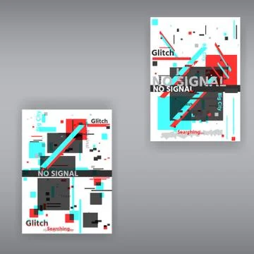 Glitch 404 page not found template. Tv distorted signal chaos, glitched effec Stock Illustration