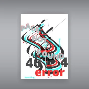 Glitch 404 page not found template. Tv distorted signal chaos, glitched effec Stock Illustration