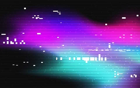 Glitch abstract backdrop. Color bright distortions. Abstract white shapes and Stock Illustration