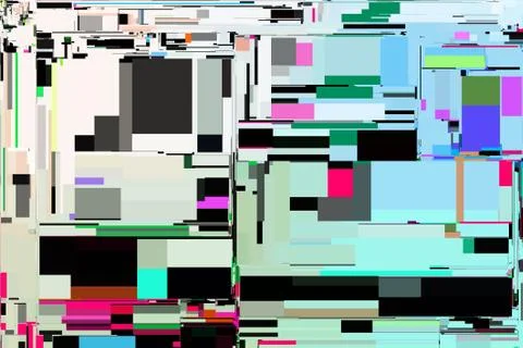 Glitch abstract background of pixelated geometric shapes. Computer screen noi Illustrazione stock