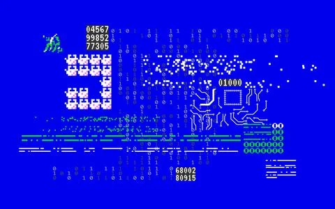 Glitch abstract shapes. System error with random numbers. Computer screen with Stock Illustration