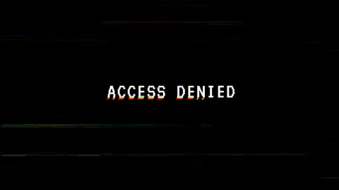 Glitch access denied text on black background with distortion Video stock 313370911