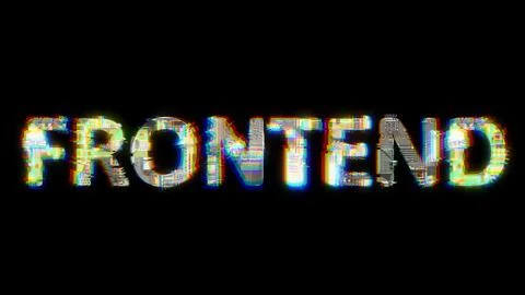 Glitch and chromatic aberrations cybernetical text FRONTEND on black Stock Illustration