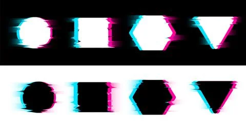 Glitch and digital noise effect of various frames vector set, distorted glitched Illustrazione stock