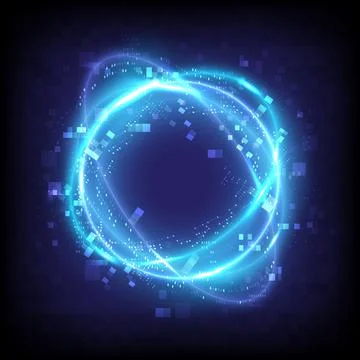 Glitch and pixels. Technology glowing swirl light effect. Magic abstract fram Иллюстрация