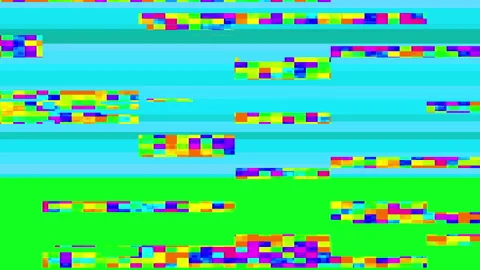 Glitch and VHS effect. Digital pixel noise glitch effect on a green screen. The Stock Footage 153755042