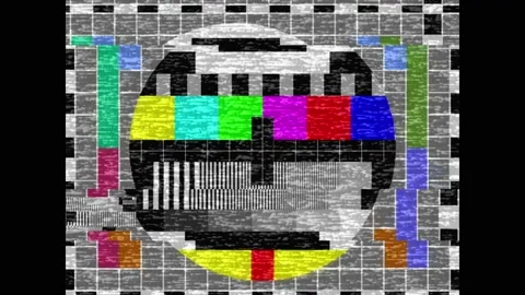 Glitch and VHS effects during cesta rendering of the old tv. SMPTE color stripe Stock Footage 167602936