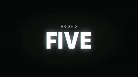 Glitch Animation Text Effect Round Five Countdown Display Dynamic Seamless Loop Stock Footage 342046212