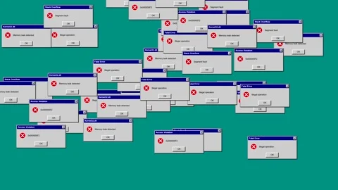 Glitch art animation of retro computer error windows multiplying Stock Footage 346806500