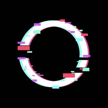 Glitch art circle displaying digital distortion effect イラスト素材