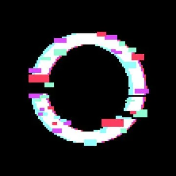 Glitch art circle displaying digital distortion effect Stock Illustration