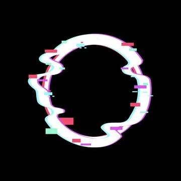 Glitch art digital circle frame with colorful distortion 스톡 일러스트