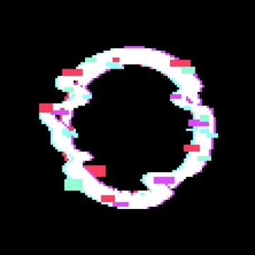 Glitch art digital circle frame with colorful distortion Stock Illustration