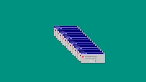 Glitch art error windows duplicating on computer screen Stock Footage 346806297