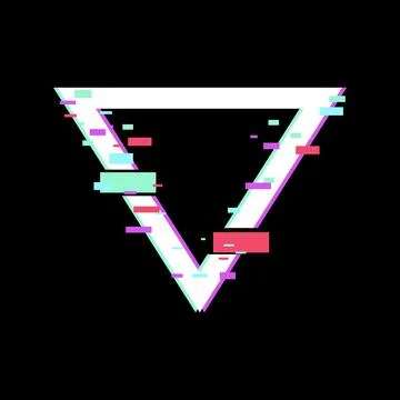 Glitch art inverted triangle shape digital distortion 库存插图