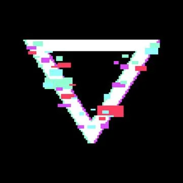 Glitch art inverted triangle shape digital distortion 库存插图