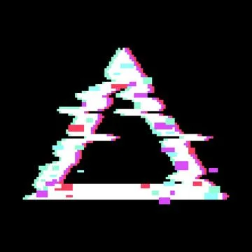 Glitch art triangle with digital data distortion effect Illustrazione stock