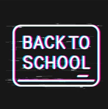 Glitch back to school blackboard Stock Illustration