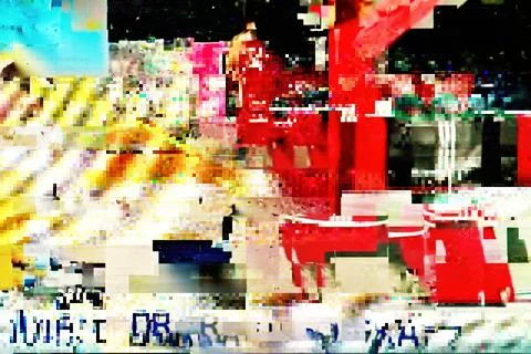 Glitch background, digital device screen with glitchy display, technology m.. 스톡 사진