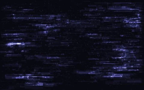 Glitch background with digital distortion. Pixelated noise effect in dark neon Stock Illustration