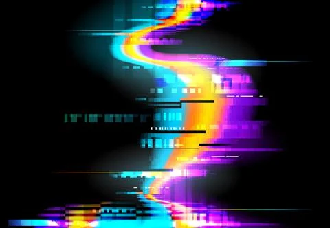 Glitch background, pixels digital noise on screen Stock Illustration