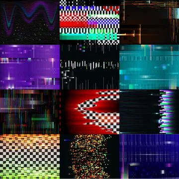 Glitch background vector glitchy noisy pixelated texture pattern tv broken Stock Illustration