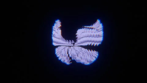 Glitch Butterfly Shape Digital Distortion Abstract Motion Background. 4K Stock Footage 345260829
