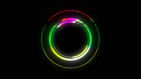 Glitch Circle Effect Element on Transparent Background with Glow Stock Footage 142600955