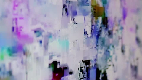 Glitch, Color Digital Pixel Interference, Screen Distortion, No Signal. Zoom Stock Footage 158954011