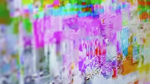 Glitch, Color Digital Pixel Interference, Screen Distortion, No Signal. Zoom Stock Footage 159037162