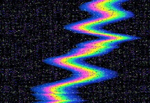 Glitch color wave, vector distorted glitched line Stock Illustration