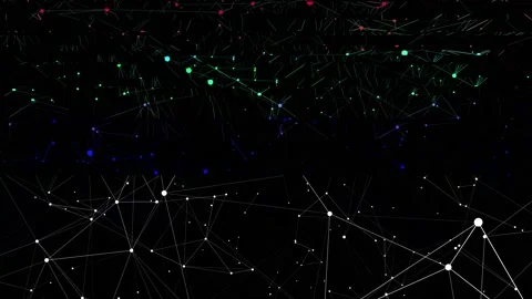 Glitch with coloured plexus offset. Seamless loop. Stock Footage 236080812