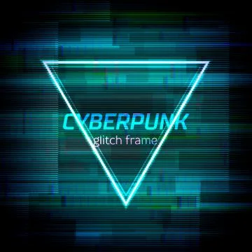 Glitch cyberpunk frame with technology error and neon shape Stockillustratie