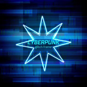 Glitch cyberpunk frame with technology error and neon shape Stock Illustration